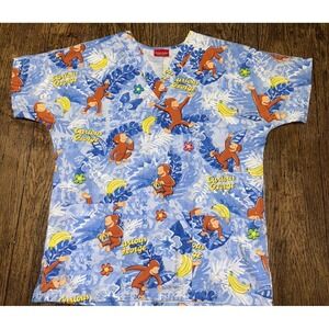 Curious George Adventures Scrub Top Medical Nurse Dental Cartoon Monkey